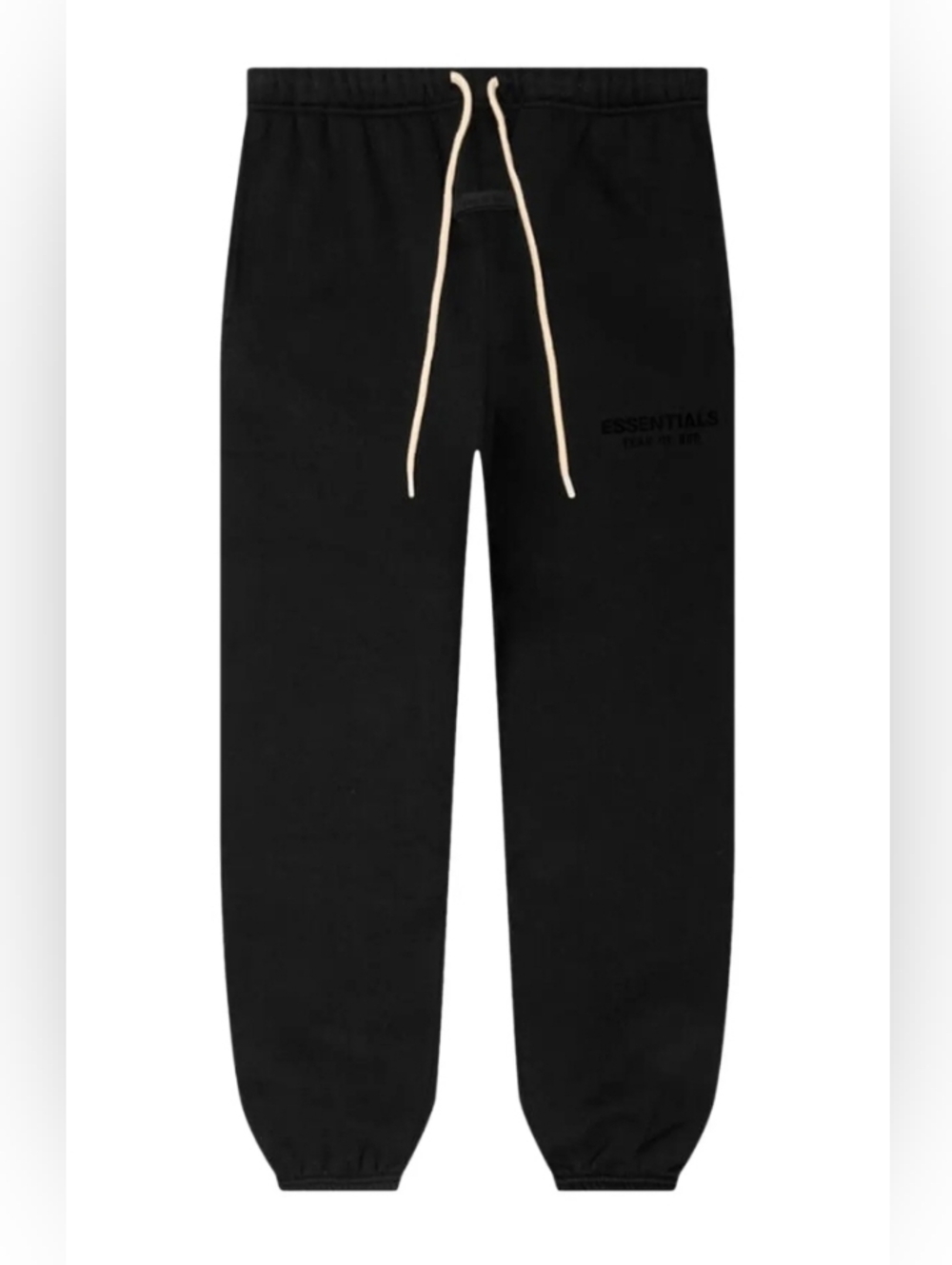 Essentials Black Jogger Sweatpants with Cream Drawstrings